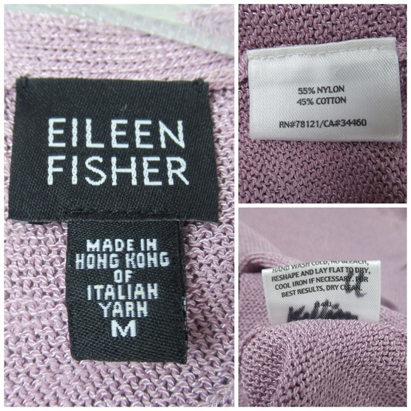 Eileen Fisher Italian Yarn Cotton Blend V-Neck Knit Top Women’s Size Medium - Picture 8 of 8